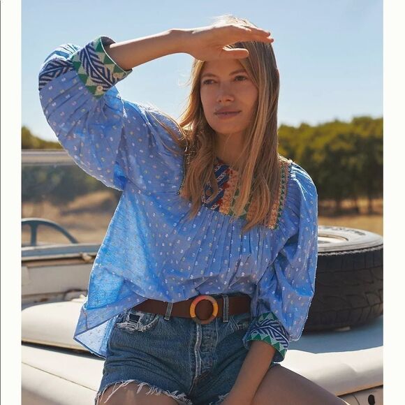 NWT Anthropologie Verb Pallavi Singhee Rhapsody Embroidered Blouse Medium B-1158 - Picture 2 of 8